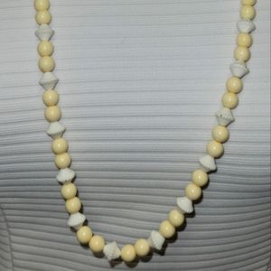 Vintage Wooden Bead cream necklace